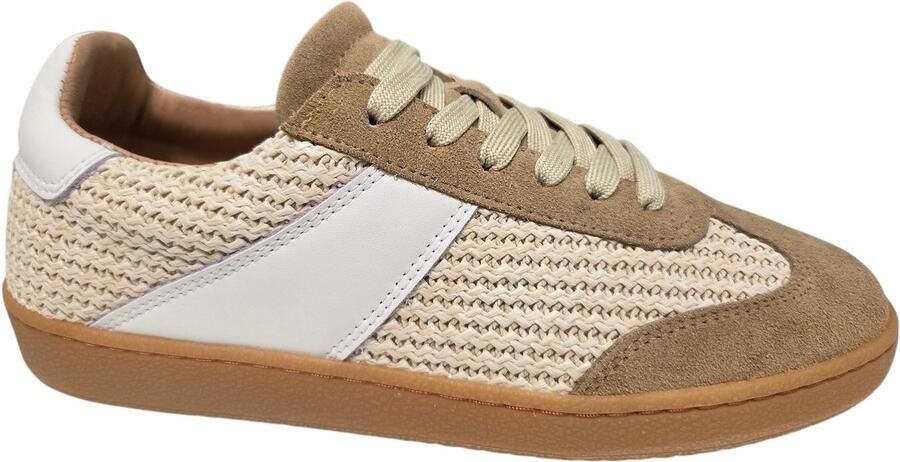 Roberto D'angelo Strum Velur Raffia Sneakers Beige Leer en Suede Dames Beige