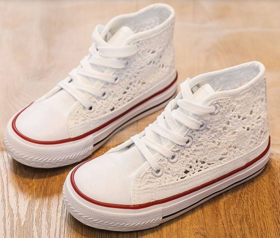 Rock and Joy Kinderschoenen Sneakers Kant Wit Lente Zomer Look a like Converse All Stars Valt maat groter ) - Foto 1