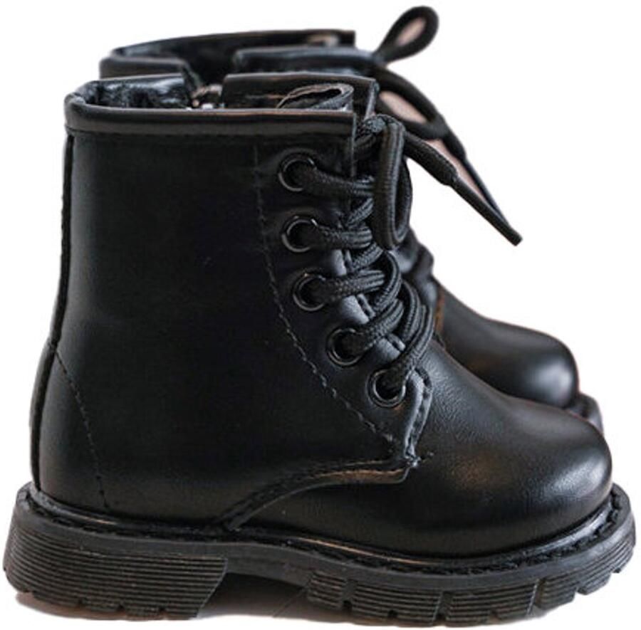 Rock and Joy Ukkie Slofjes Gevoerde Veterlaarzen Mat Zwart valt als Ritssluiting