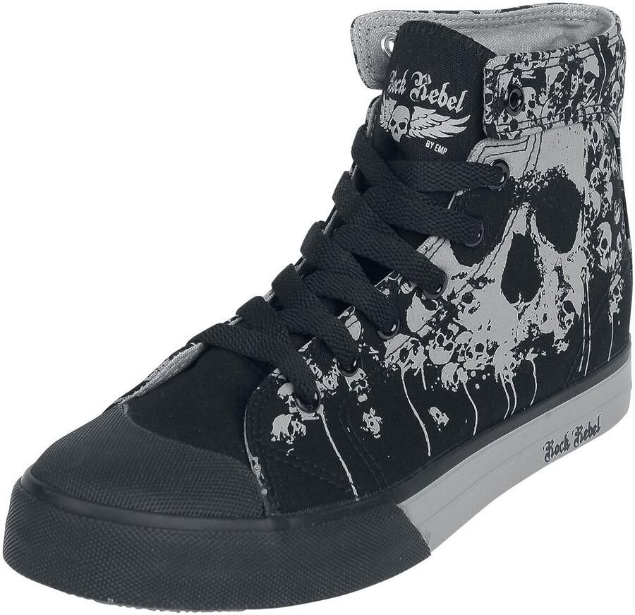 Rock Rebel by EMP Zwart-grijze sneakers met print Unisex