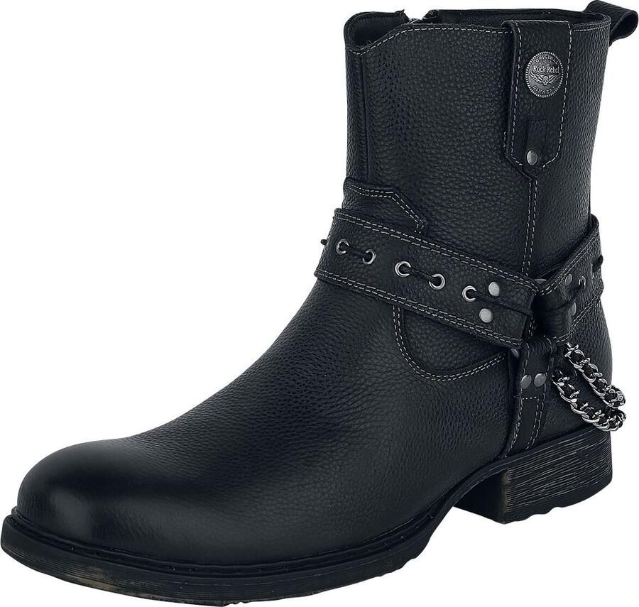 Rock Rebel by EMP Zwarte bikerboots met riempjes en kettingen Mannen