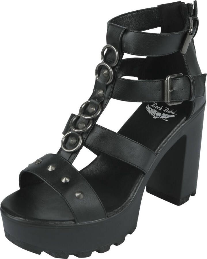 Rock Rebel by EMP zwarte hoge hakken met studs en ringen Vrouwen
