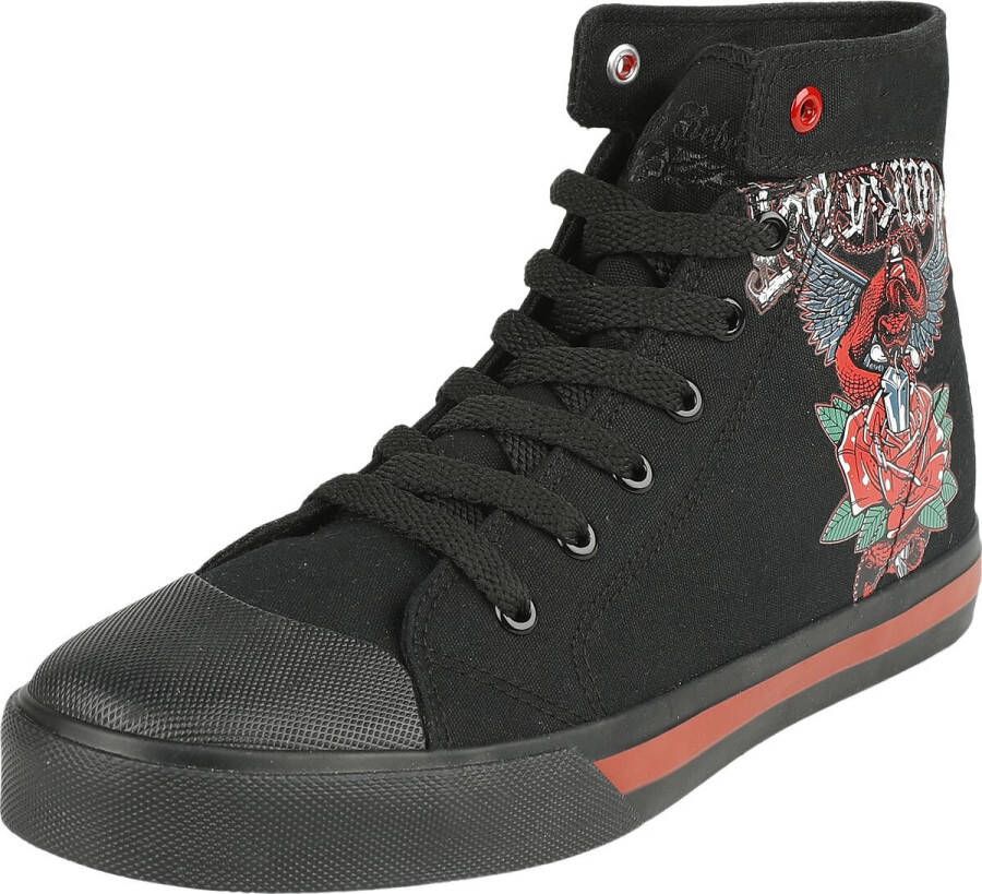 Rock Rebel by EMP zwarte sneaker hoog met old school print Vrouwen