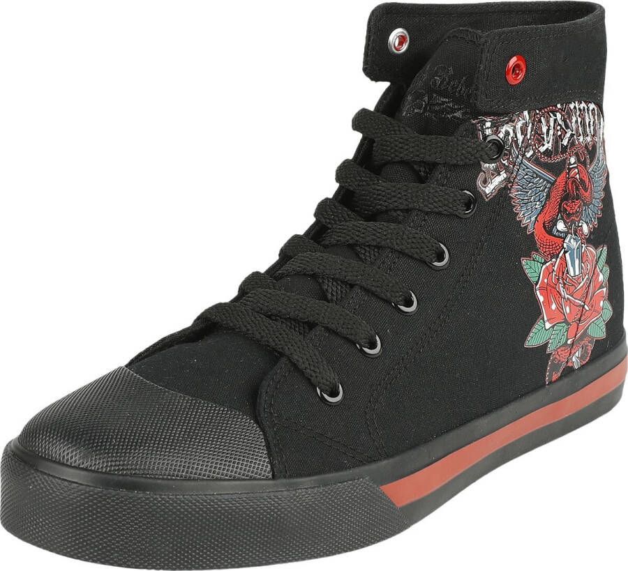 Rock Rebel by EMP zwarte sneaker hoog met old school print Vrouwen