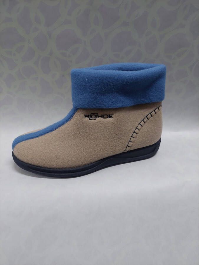 Rohde 2114 pantoffels met dichte hiel blauw- beige - Foto 1