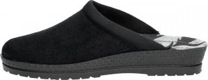 Rohde Pantoffels Dames Sloffen Instappers Canvas Harde zool Open hiel 2291 Zwart