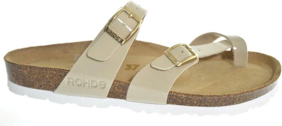 Rohde Teenslippers Dames Zacht Voetbed Beige Lak