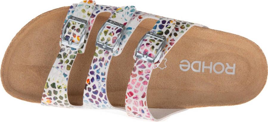 Rohde Slippers Alba zomerschoenen slippers pantoffels met kleurrijke print g-breedte = breed