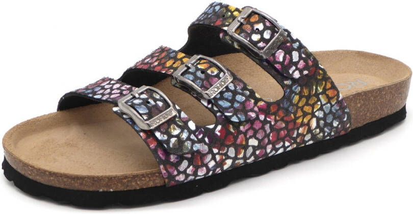 Rohde Slippers Alba zomerschoenen slippers pantoffels met kleurrijke print g-breedte = breed