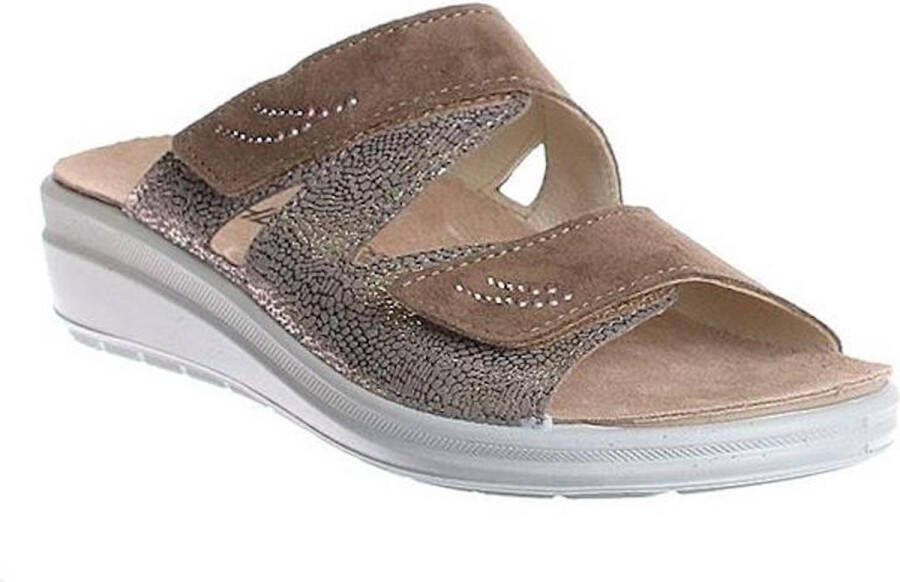 Rohde Dames Slippers Met Klittenband Sluiting Goud