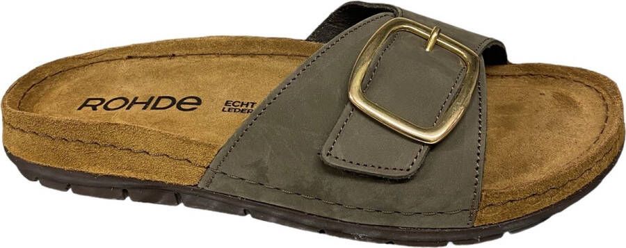 Rohde 5875 61 Olive-slippers-voetbed slippers- slippers