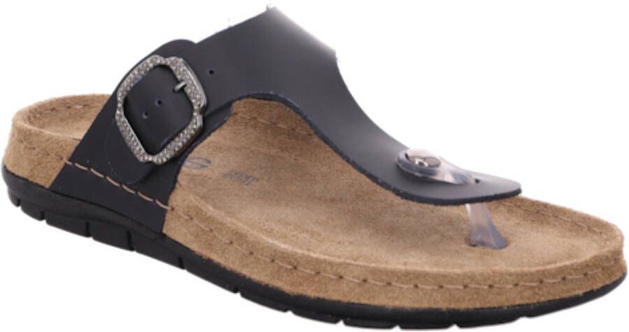 Rohde Slipper Heren Leder Zwart Klittenband 6241