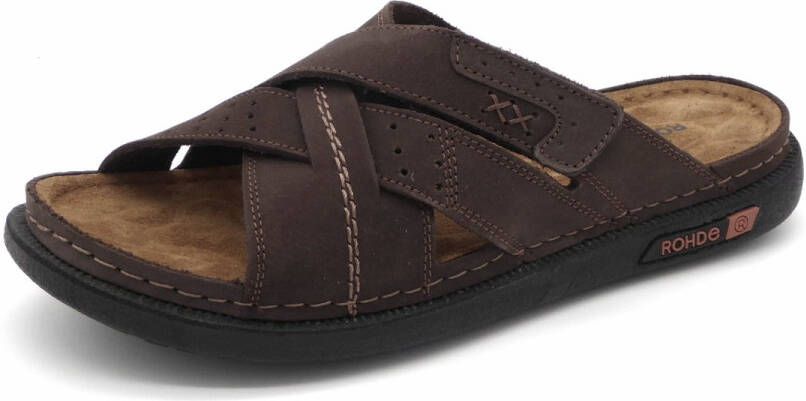 Rohde Bruine Leren Heren Slippers Bruin