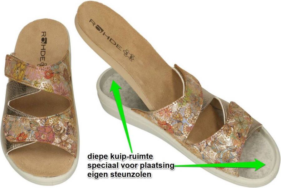 Rohde -Dames goud slippers & muiltjes