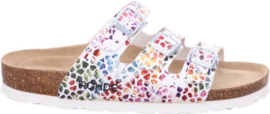 Rohde Slippers Alba zomerschoenen slippers pantoffels met kleurrijke print g-breedte = breed