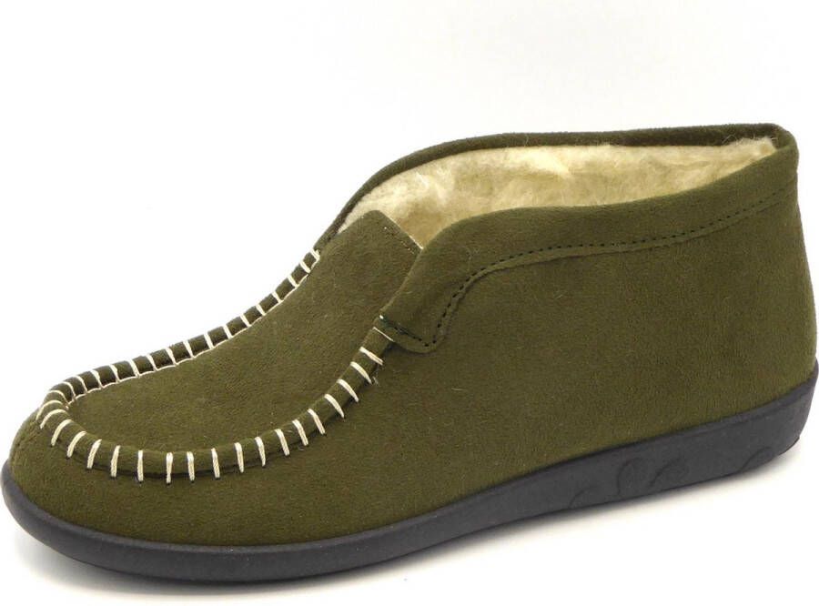 Rohde Groene Gesloten Pantoffel met Bontvoering 2236