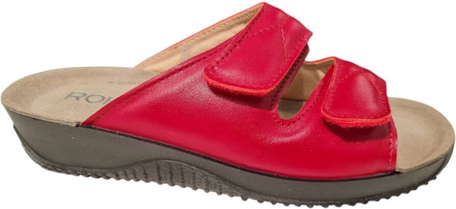 Rohde Dames Slippers Met Klittenband Sluiting Rood