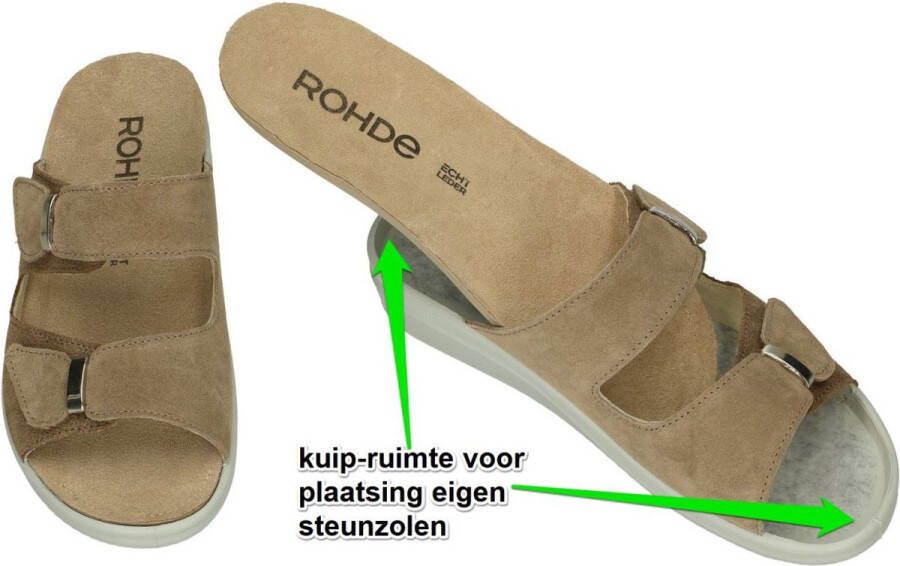 Rohde -Dames taupe slippers & muiltje