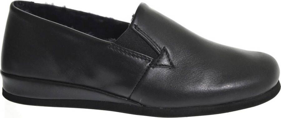 Rohde heren Pantoffel leren lamswol gevoerd zwart 6420