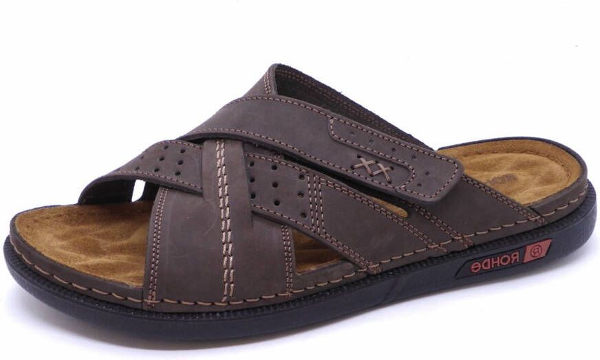 Rohde Bruine Leren Heren Slippers Bruin