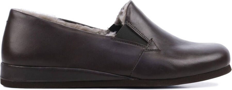 Rohde Mannen Leren Harde zool Pantoffels Sloffen 6420 Bruin