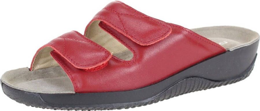 Rohde Dames Slippers Met Klittenband Sluiting Rood