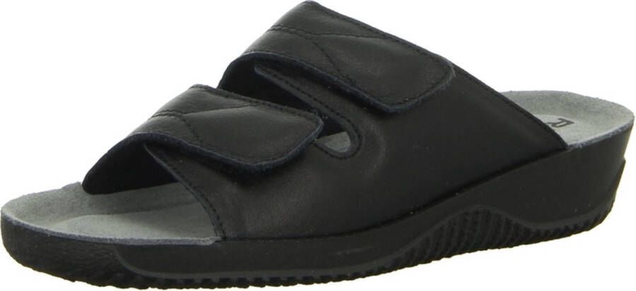 Rohde 1940 90 Leren Dames Slippers Slides Voorgevormd Voetbed Zwart
