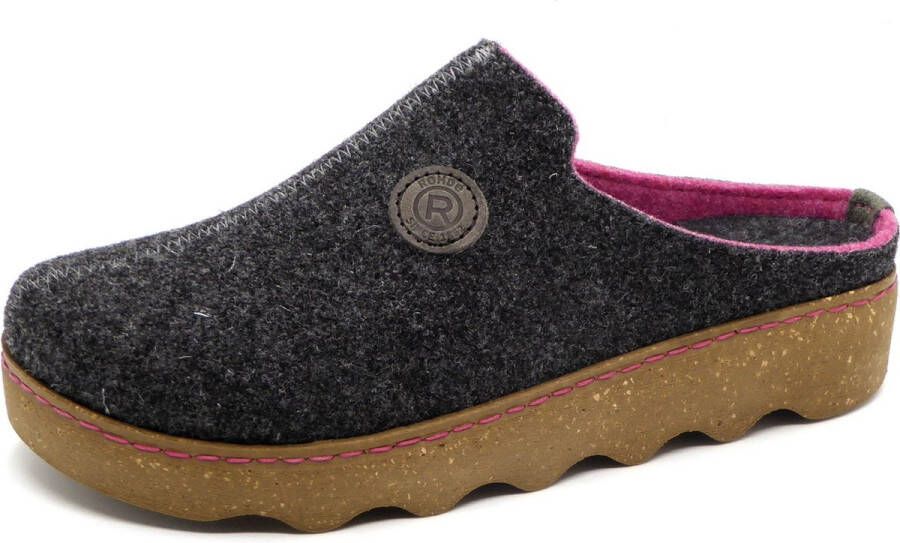 Rohde Comfortabele grijze pantoffel met roze details Black Dames