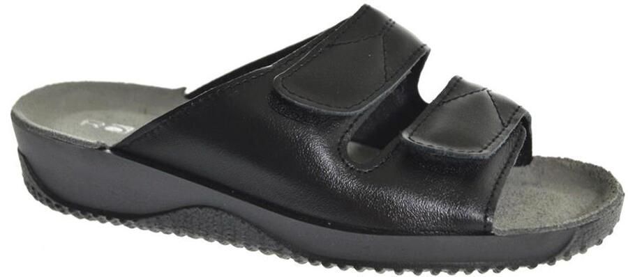 Rohde 1940 90 Leren Dames Slippers Slides Voorgevormd Voetbed Zwart - Foto 6