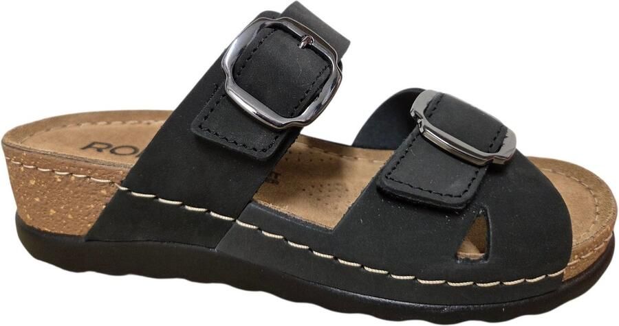 Rohde 5430 90 Slippers Zwart Nubuck Dames Zwart