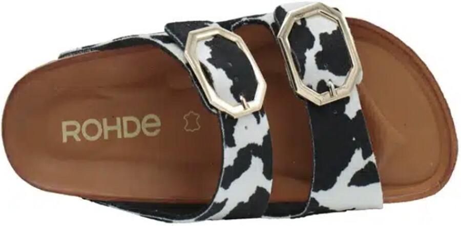 Rohde 5637 90 Slippers Synthetisch Zwart Koeienprint Dames Zwart - Foto 2