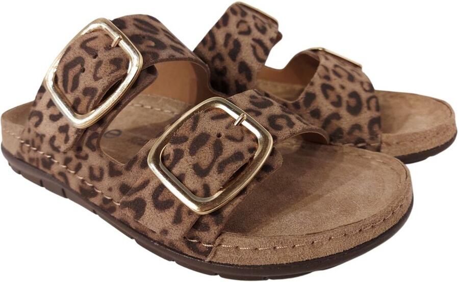 Rohde 5890 18 Slippers Bruin Panterprint Dames Bruin