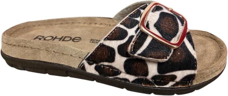 Rohde 5896 72 Slippers Koeienprint Suede Dames Bruin