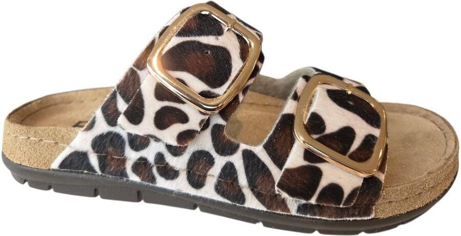 Rohde 5897 72 Slippers Bruin Koeienprint Suede Dames Bruin Koeienprint