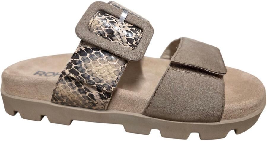 Rohde 6313 12 Slippers Grijs Slangenprint Suede en Leer Dames Grijs