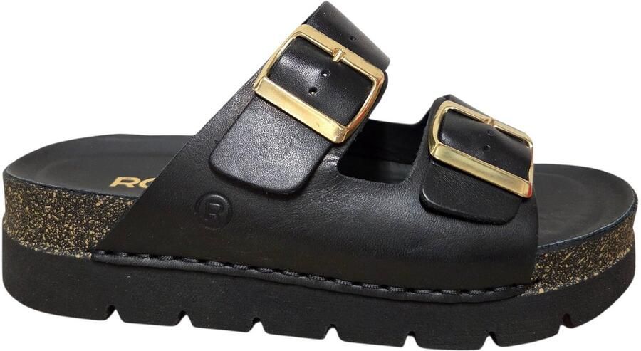 Rohde 6330 90 Slippers Zwart Leer Dames Zwart