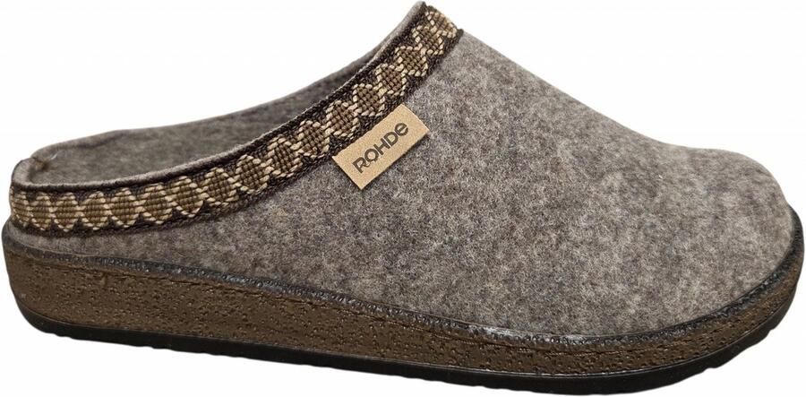 Rohde 6425 17 Pantoffels Open Sloffen Beige Vilt Dames Beige