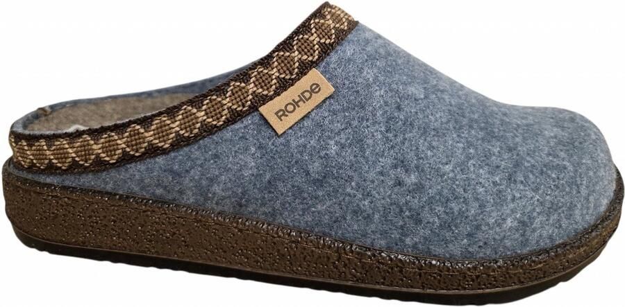 Rohde 6425 55 Pantoffels Open Sloffen Licht Blauw Vilt Dames Blauw