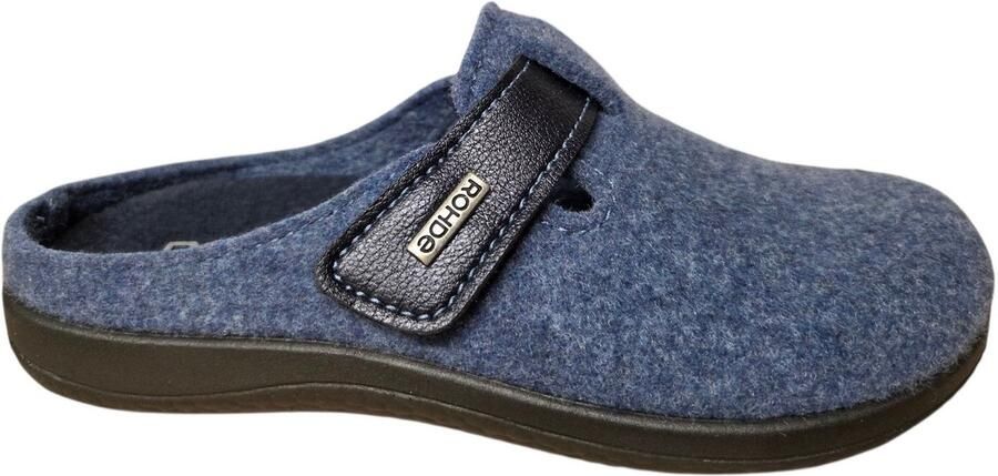 Rohde 6549 52 Open Pantoffels Sloffen Blauw Vilt Dames Blauw