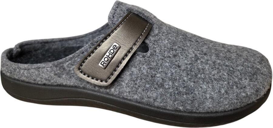 Rohde 6549 80 Open Pantoffels Sloffen Grijs Vilt Dames Grijs