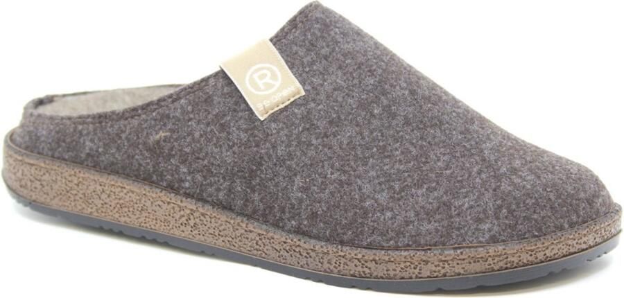 Rohde 6782 72 Pantoffel Open Hiel Bruin Vilt Heren Bruin