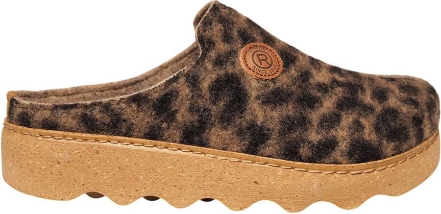 Rohde beige dames pantoffels met panterprint