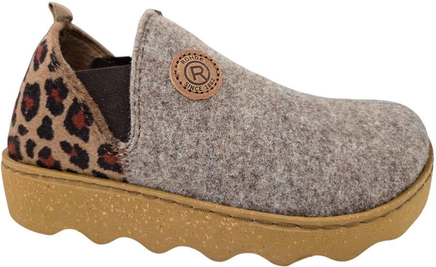 Rohde Beige Gesloten Dames Pantoffels Panterprint