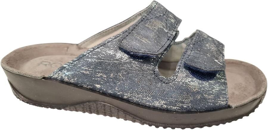 Rohde Blauwe Leren Dames Slippers Blauw