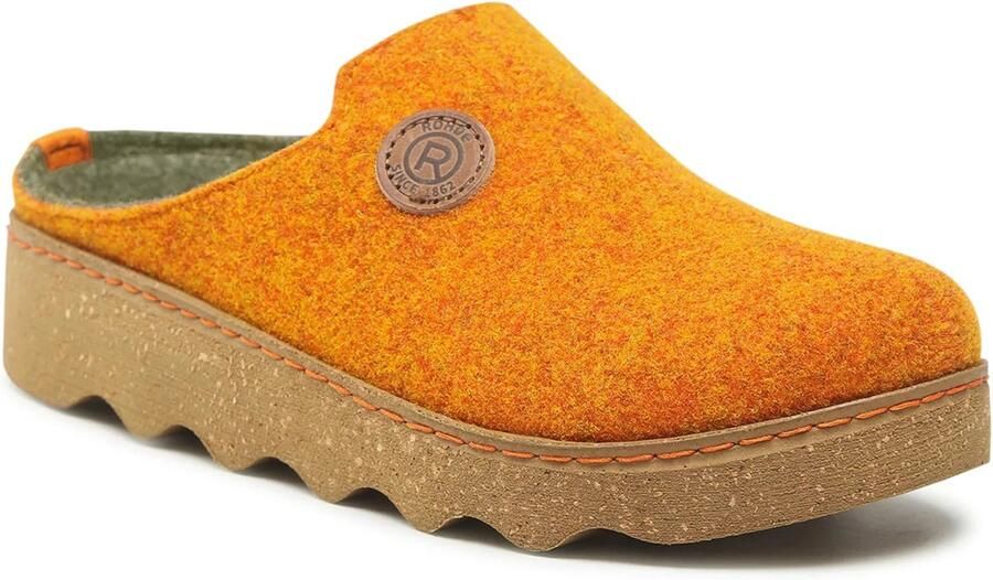Rohde Dames Foggia-D Clog Pantoffel Vilt PU Zool 6122 geel