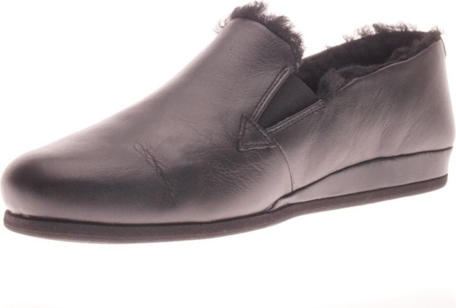 Rohde Zwarte Leren Heren Pantoffels Gesloten Lamsvacht Gevoerd Zwart - Foto 4