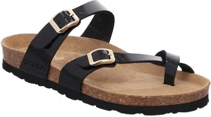 Rohde Teenslippers zacht voetbed Zwart Lak 5594