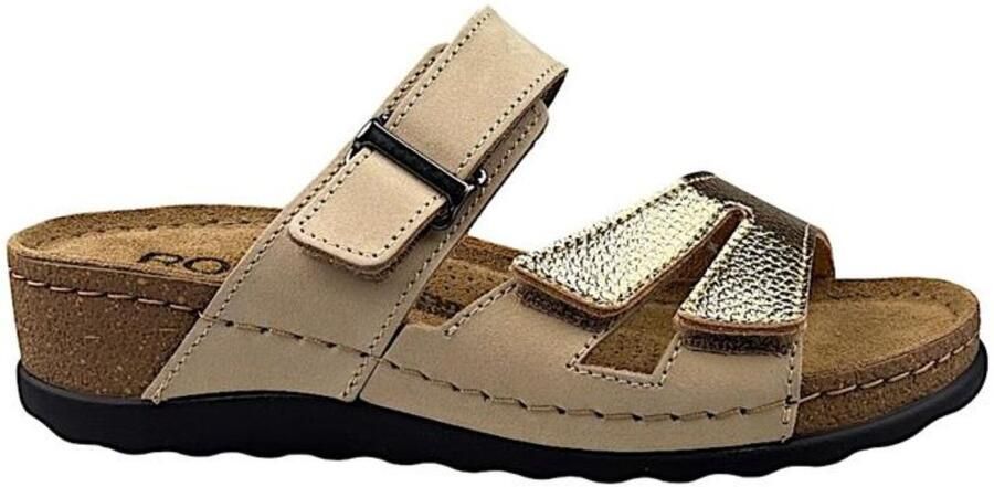 Rohde Klittenband Slipper Sleehak Beige Goud