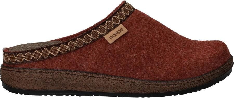 Rohde 6425 48 Pantoffel Open Sloffen Rood Bruin textiel Dames Rood Bruin