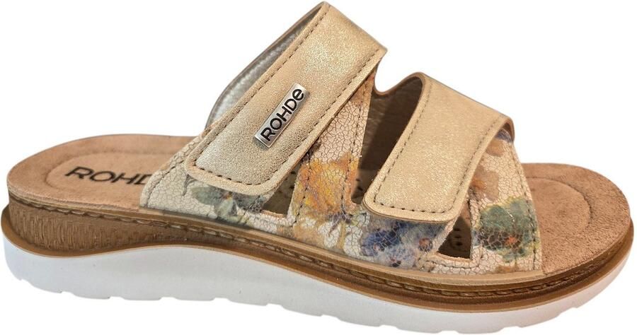 Rohde Slippers Baviera sleehak zomerschoen pantoffels met logo-embleem